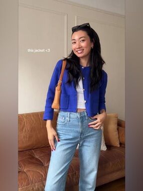 J. Crew Emilie sweater lady jacket royal blue S